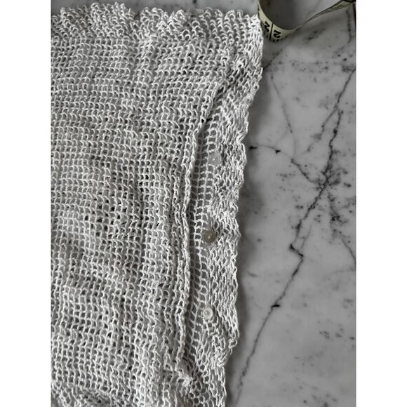 Crochet White Throw Pillow Case Cover Decorative Handmade Vintage 14" x 14" knit - Picture 8 of 9